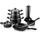 Aluguss Kochtopf Set, 17-teilig, schwarz