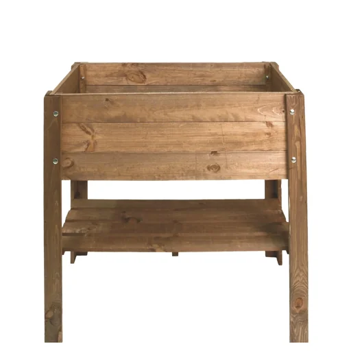 "Hochbeet mit Ablage aus Holz - braun image"