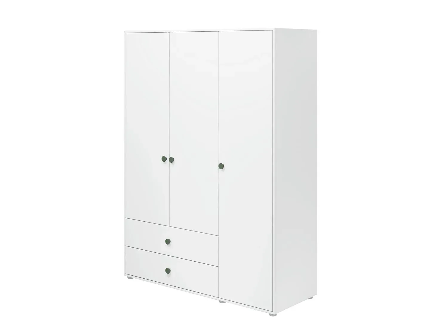 "Flexa Kleiderschrank - Roomie, 3 Türen + 2 Schubladen, Farbe: Weiß/Tiefgrün image"