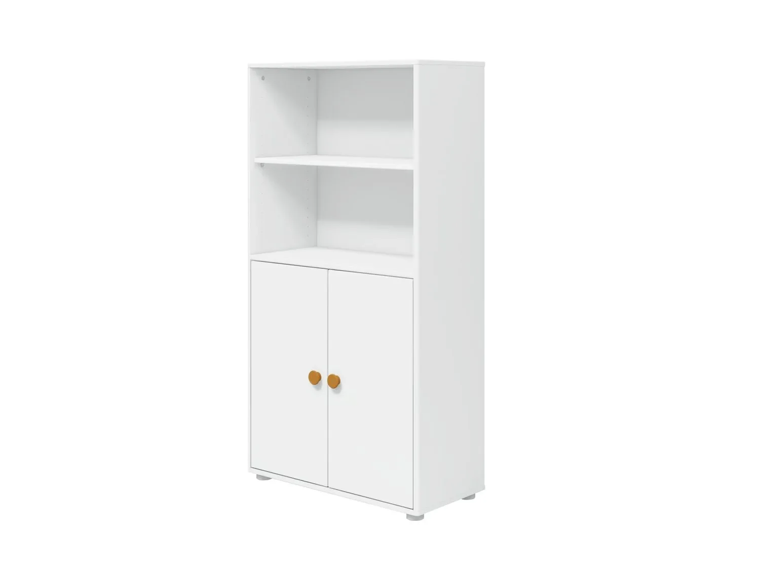 FLEXA Bücherregal, Bücherwand - Midi, 2 Türen, 72 cm x 138 cm, Farbe: Weiß/Senf