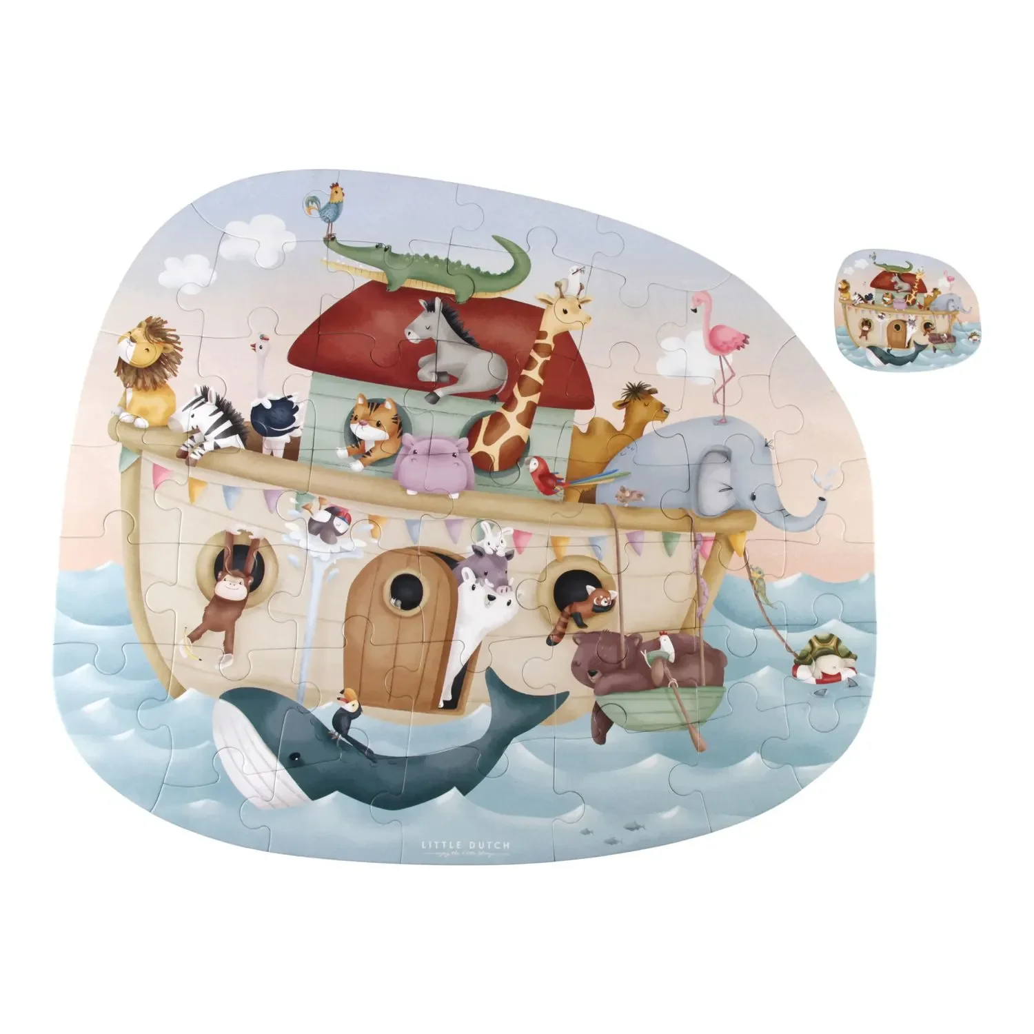 Little Dutch Bodenpuzzle Arche Noah XL FSC: Grosses Kinderpuzzle (44 Teile) - Konzentration & Motorik fördern