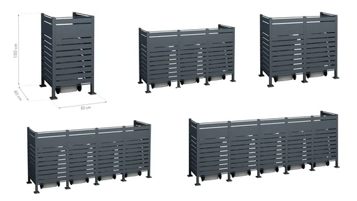 "Mülltonnenverkleidung Planum 5er Box, 150 cm, antharzit image"