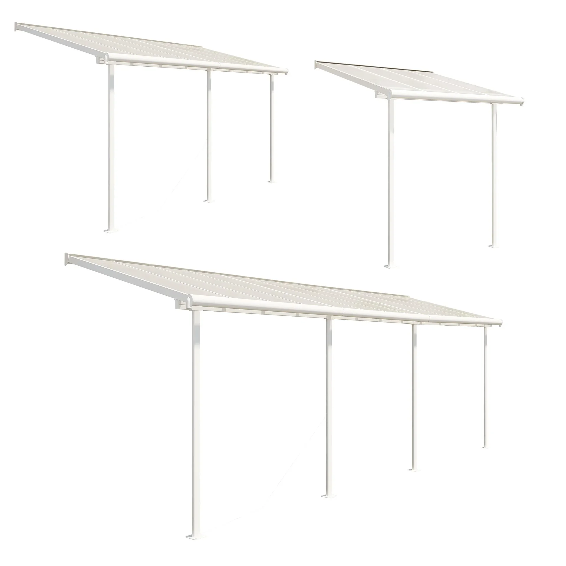 "Palram Sierra Terrassenüberdachung 447 × 228 cm Weiß – Aluminium mit 6 mm Polycarbonat image"