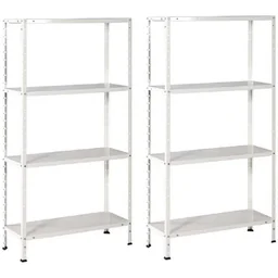2 Stück Metall-Lagerregal mit 4 Fachböden - 200kg Kapazität - (HxBxT) 145x72,5x3
