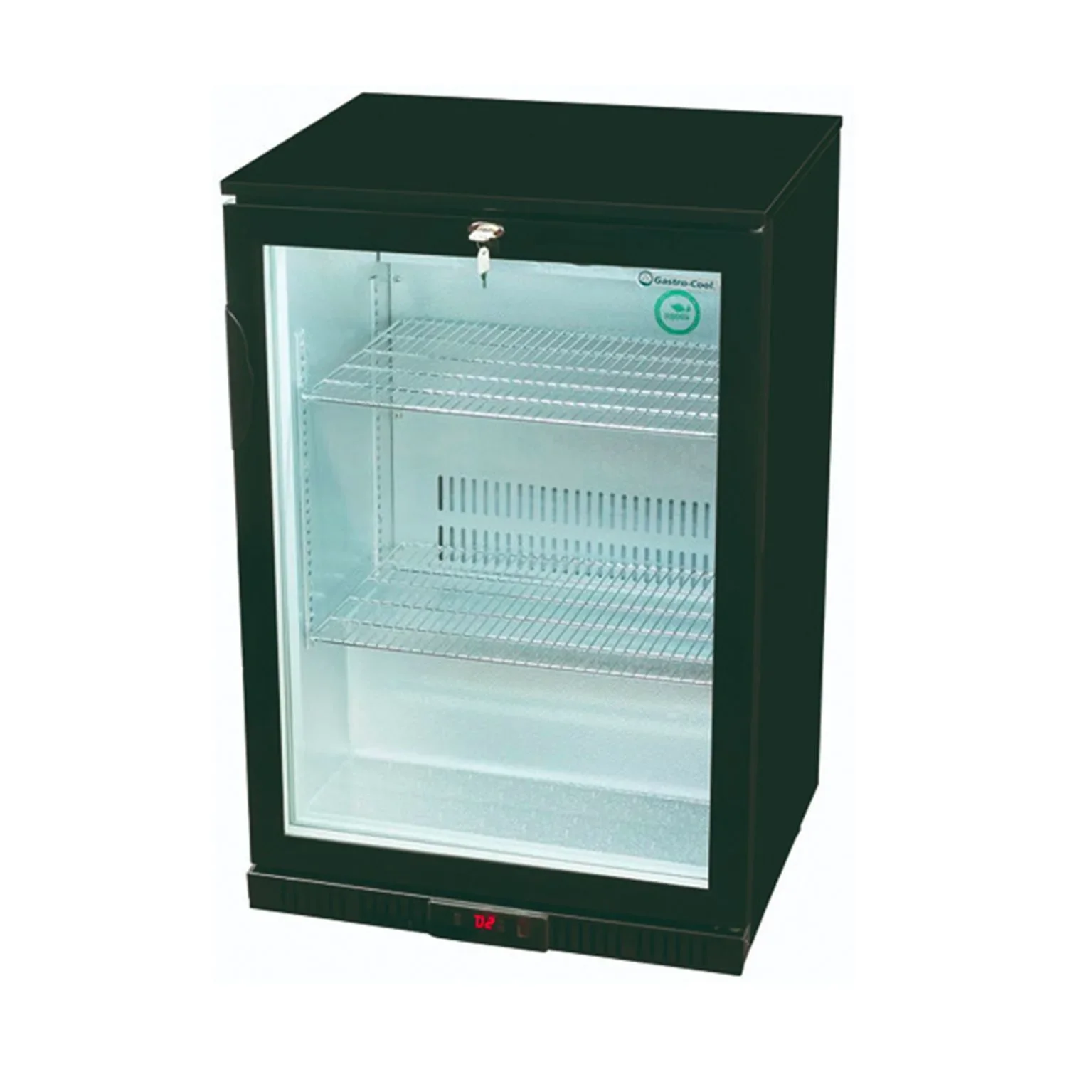 Unter Thekenkühlschrank, Untertheken Kühlschrank - UC100, Kompakter Kühlschrank für 138 Liter, Edelstahl/Schwarz, Glastür, Digitales Thermostat
