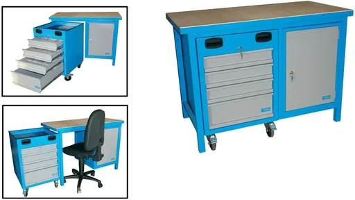 "Werkbank 1200 SLT MULTI Tür und Unterrollcontainer, abschließbar image"