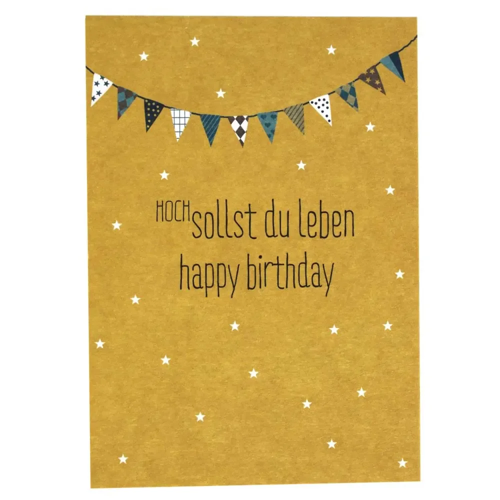 Ava & Yves Postkarte Geburtstag Hoch sollst du leben