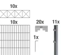 Doppelstabmattenzaun Sets anthrazit mit Dekorelement "Nexus", Länge: 20 m, Höhe: 120 cm