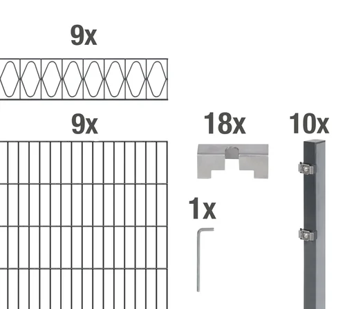 "Doppelstabmattenzaun Sets anthrazit mit Dekorelement "Eleganz", Länge: 18 m, Höhe: 120 cm image"