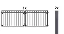 Doppeltor-Set Circle inkl. Pfosten 3 x 1,2 m schwarz matt