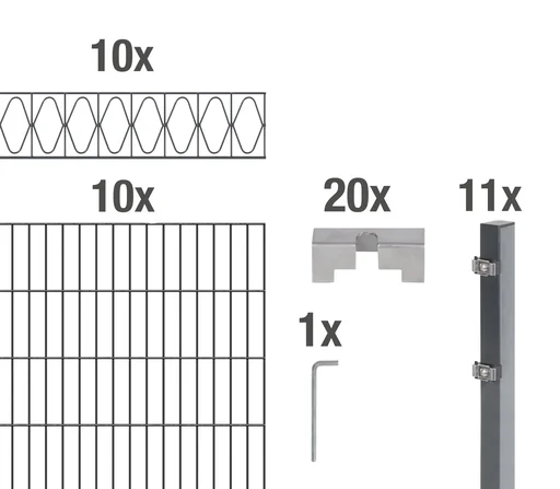 "Doppelstabmattenzaun Sets anthrazit mit Dekorelement "Eleganz", Länge: 20 m, Höhe: 120 cm image"