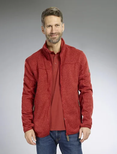 "Strickjacke mit Reißverschluss, Farbe rot/melange, Gr.L image"