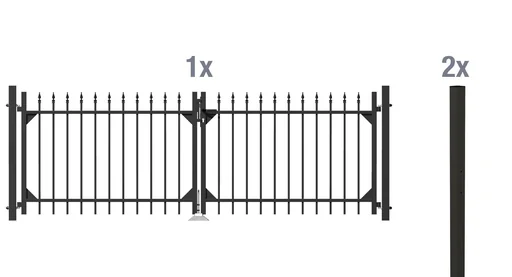 "Doppeltor-Set Chaussee inkl. Pfosten 3 x 1 m schwarz matt image"