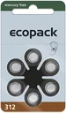 Hörgerätebatterie Ecopack Typ 312(PR41) BRAUN - 6 Stück