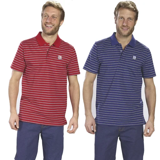 "Poloshirt geknöpft, rot-gestreift, Gr.L image"