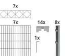 Doppelstabmattenzaun Sets anthrazit mit Dekorelement "Bergen"", Länge: 14 m, Höhe: 140 cm