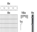 Doppelstabmattenzaun Sets anthrazit mit Dekorelement "Bergen"", Länge: 16 m, Höhe: 160 cm