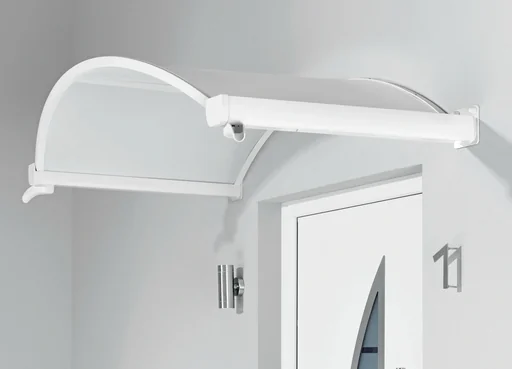 "Ovalbogenvordach Typ OV/B, 1600 x 900 x 300 mm, Farbe weiß - 13 kg image"