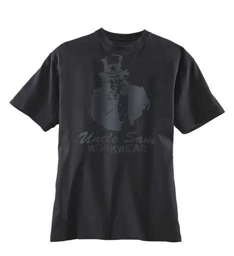 "T-Shirt mit Rundhals und Frontdruck, Farbe anthrazit/schwarz, Gr.M image"