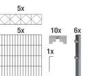 Doppelstabmattenzaun Sets anthrazit mit Dekorelement "Bergen", Länge: 10 m, Höhe: 140 cm