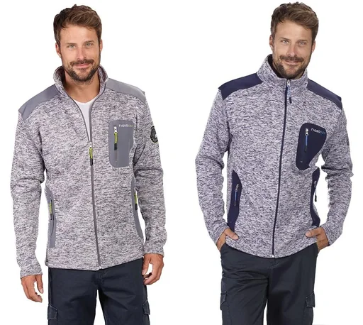 "Strickfleece Jacke mit Reißverschluß, Farbe marine/grau melange, Gr. M image"