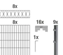 Doppelstabmattenzaun Sets anthrazit mit Dekorelement "Eleganz", Länge: 16 m, Höhe: 160 cm