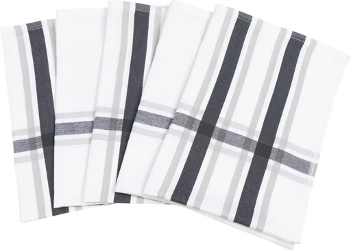 "Geschirrtücher, Banderole, Weiß-Beige-Schwarz kariert, 50 x 70 cm, 5er image"