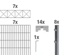 Doppelstabmattenzaun Sets anthrazit mit Dekorelement "Nexus"", Länge: 14 m, Höhe: 160 cm