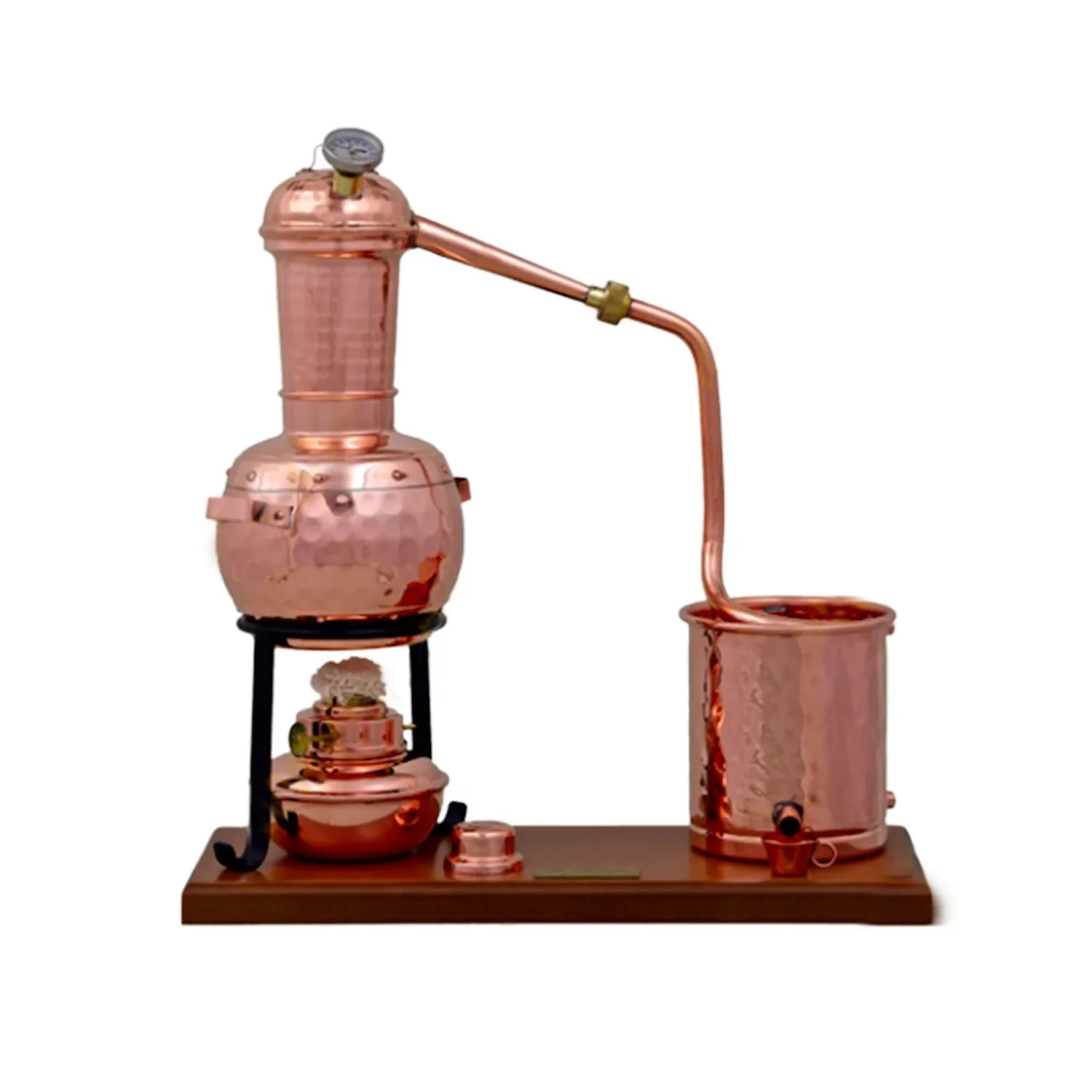 "Destille, Destilliergerät, Destillationsapparatur - Long Column Alembic Premium, mit Spiritusbrenner und Thermometer, 0,7L image"