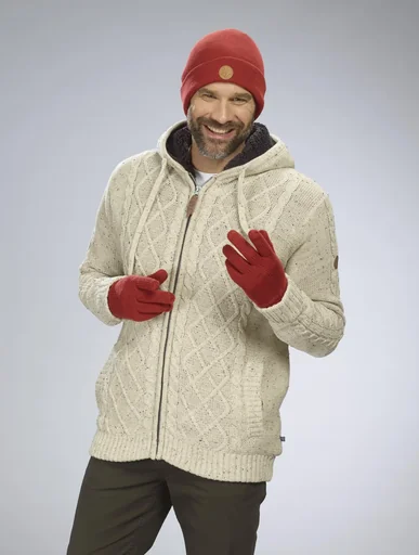 "Strickjacke mit Berberfleece, Farbe beige/braun, Gr.L image"