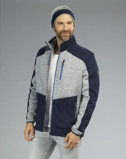 "Strickfleece Jacke, Farbe marine/grau, Gr.2XL image"