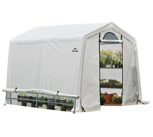 "ShelterLogic Gewächshaus 9 m² Weiß, 298×305 cm – begehbares Foliengewächshaus mit Aufrolltür, wetterfest image"