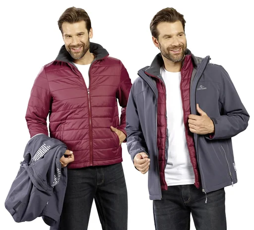 "Softshelljacke 2 in 1, mit rausnehmbarer Innenjacke, Frabe grau/bordeaux, Gr.2XL image"