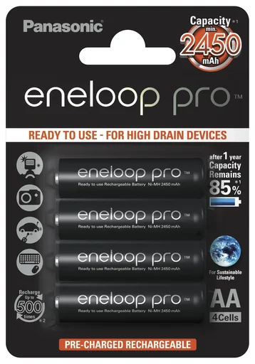 "Eneloop Pro Mignon (AA) NiMH Akkus mit 2500mAh - 4 Stück image"