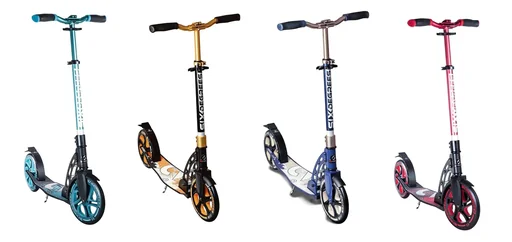 "Aluminium Scooter mit Klappmechanismus und Ständer, 230/215 mm, ABEC 7, höhenverstellbar, gold image"