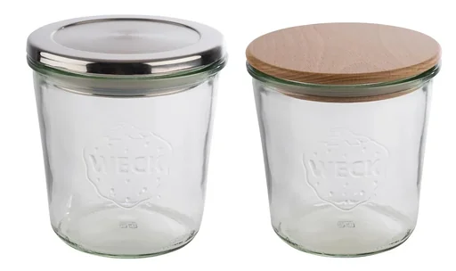 "Weck-Gläser mit APS Deckel 2-er Set: 2 Gläser: Ø11 cm x 11 cm, Sturzform 580 ml + Edelstahl Deckel mit Silikondichtung image"