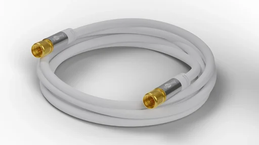 "SAT Antennenkabel 135 dB, 4x geschirmt, 3 m, Weiß - vergoldet, F-Stecker > F-Stecker (70606) image"