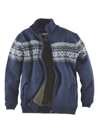 "Strickjacke mit Berberfleece, Farbe marine, Gr.3XL image"