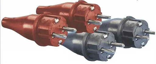 "Vollgummi Stecker - 2 Stück mit Schutzkontakt IP44 - rot image"