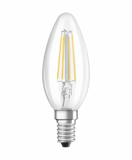 "LED CLASSIC Filament Lampe in Kerzenfom mit 4 Watt, E14, warmweiß, klar image"