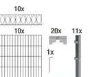 Doppelstabmattenzaun Sets anthrazit mit Dekorelement "Eleganz", Länge: 20 m, Höhe: 140 cm