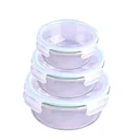 Glasfrischhaltedose mit Mikrowellendeckel rund 950 ml