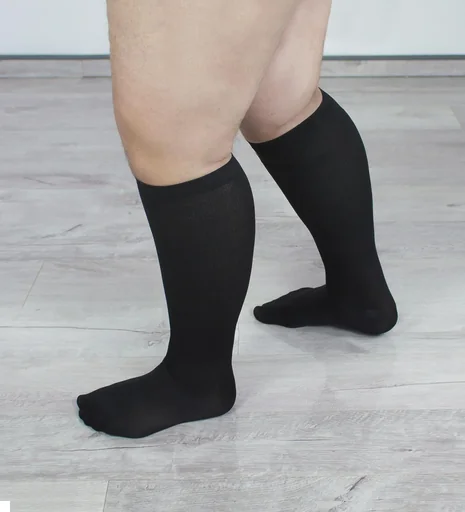 "Reisestützstrümpfe für kräftige Waden, schwarz, Größe 39-41, Doppelpack image"