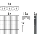 Doppelstabmattenzaun Sets anthrazit mit Dekorelement "Eleganz", Länge: 16 m, Höhe: 140 cm