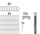 Doppelstabmattenzaun Sets anthrazit mit Dekorelement "Eleganz", Länge: 12 m, Höhe: 100 cm