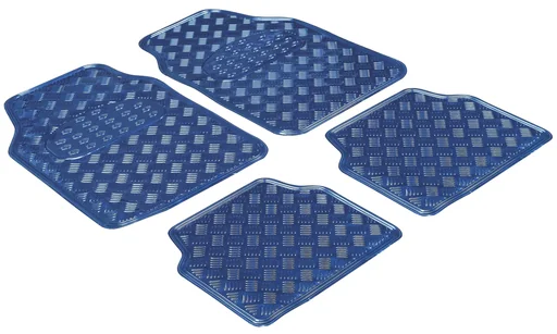 "Auto Gummimatten Metallic Riffelblech look blau maxi - 4 teilig, 2 Vordermatten 68,5 x 44,5 cm, 2 Rückmatten 40 x 44,5 image"
