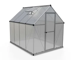 Gewächshaus „Mythos“, Aluminium, Silberfarben, 306 x 185 x 208 cm
