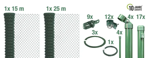 "Maschendrahtzaun als Zaun-Komplettset, zum Einbetonieren, grün, Höhe 125 cm, Länge 40 m image"