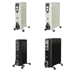 Mobiler Ölradiator, weiß, 7 Rippen
