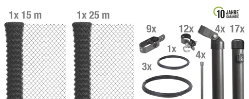 "Maschendrahtzaun als Zaun-Komplettset, zum Einbetonieren, anthrazit-metallic, Höhe 125 cm, Länge 40 m image"